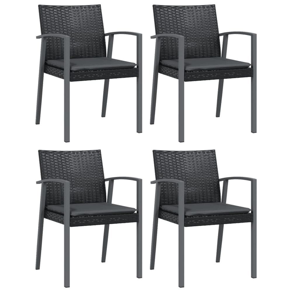 Vidaxl Záhradné stoličky s vankúšmi 4 ks čierne 56,5x57x83cm polyratan
